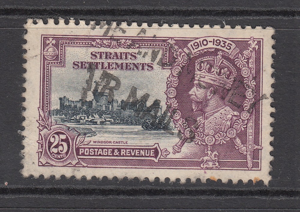 Straits Settlements: Silver Jubilee, 25c, with Slogan Cancel