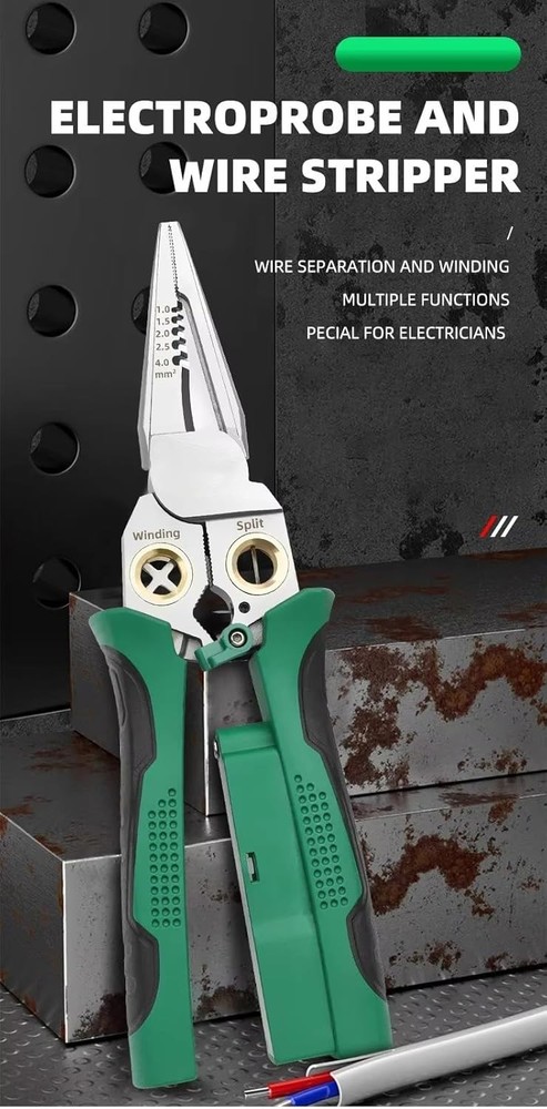 8 In 1 Wire Stripper With Voltage Tester, Multi-Function Electric Green