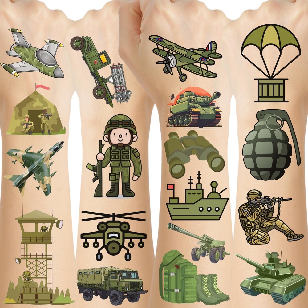Army Temporary Tattoos - Birthday Decorations Medium,
