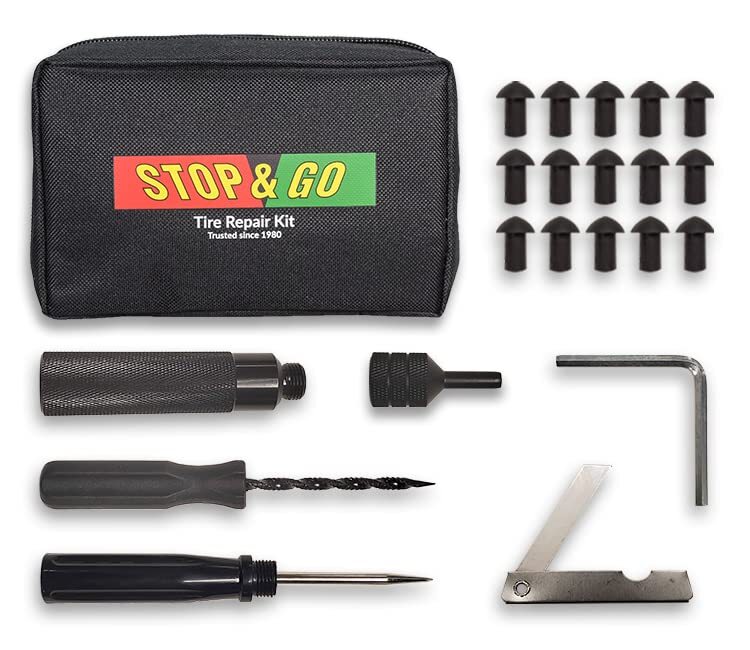 Stop & Go 1000A Tubeless Tire Repair Kit with 15 Mushroom Plugs
