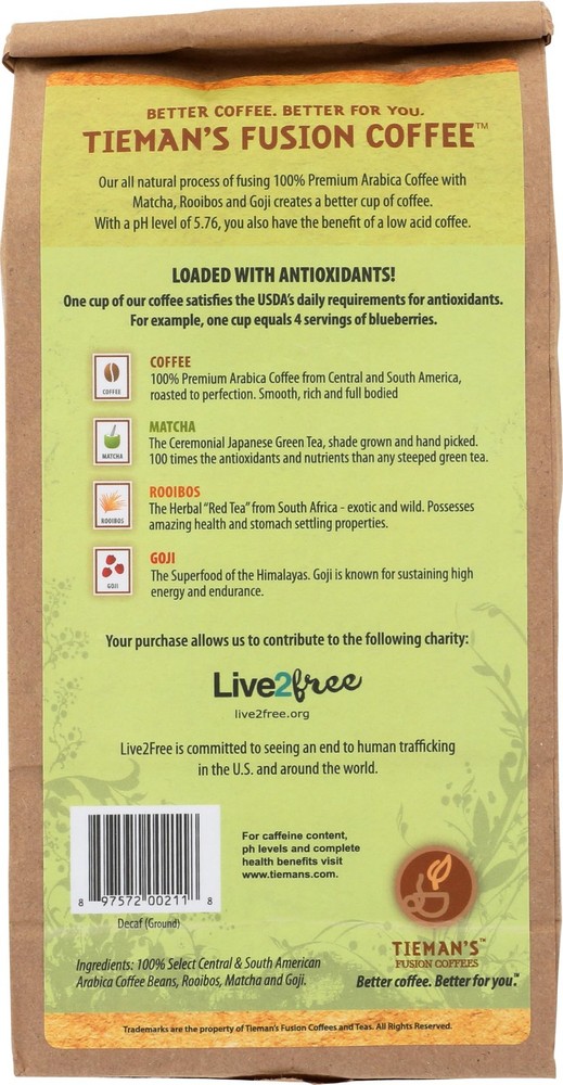 Tiemans Coffee, Coffee Decaffinated Ground, 10 Ounce