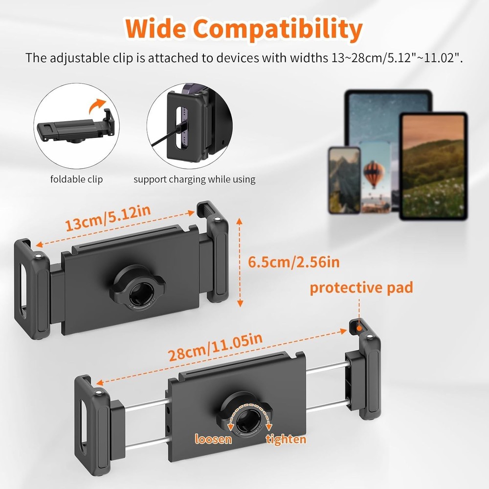 Stable 72" Height Adjustable Tablet Tripod for Streaming and Recording