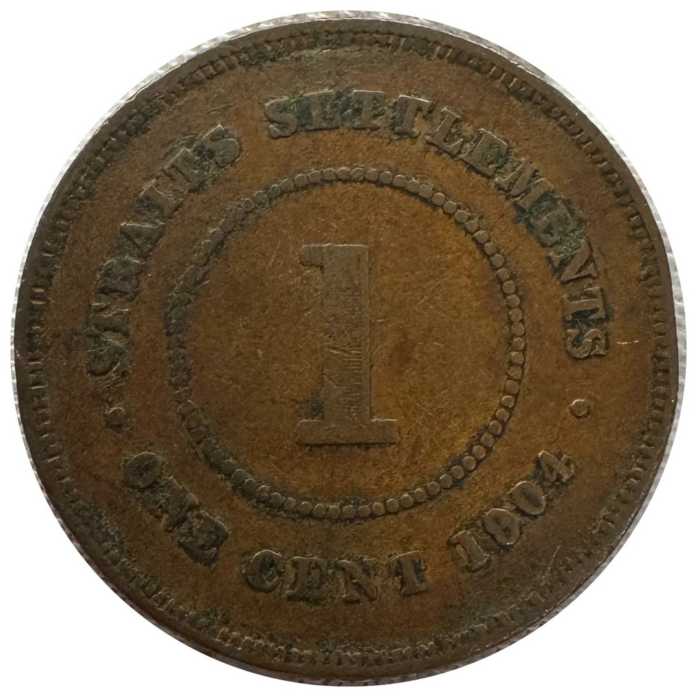 1904 Straits Settlements Edward VII 1 Cent Bronze