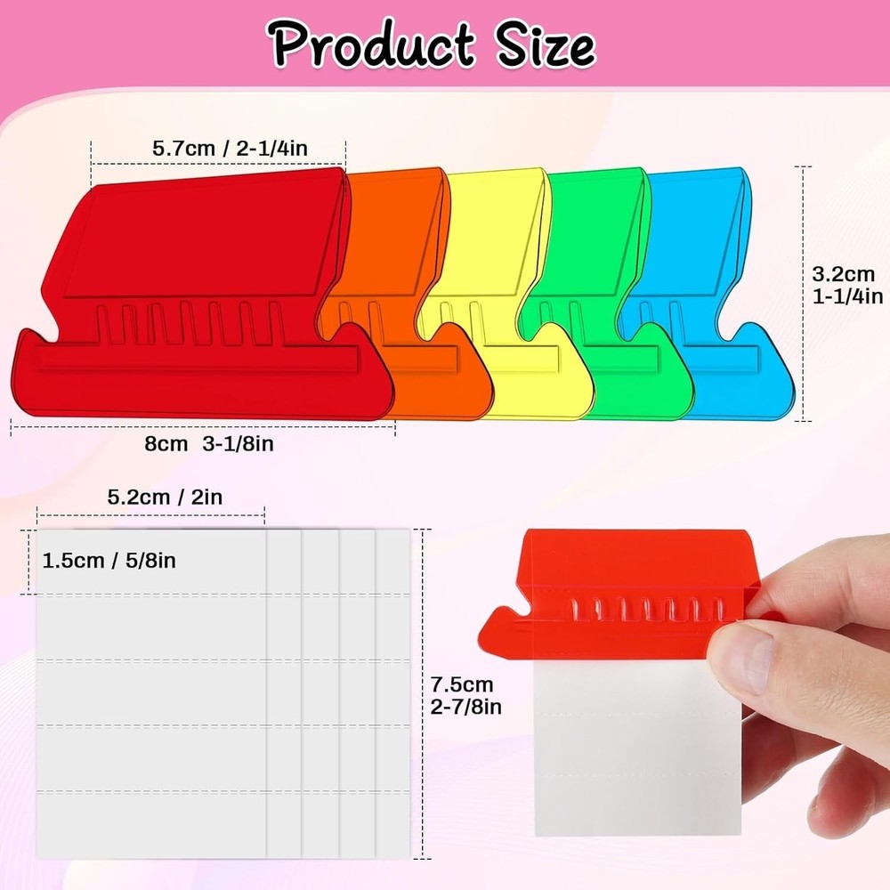 Efficient A5 Hanging File Labels: 100 Durable Multicolor Tabs with Easy Inserts