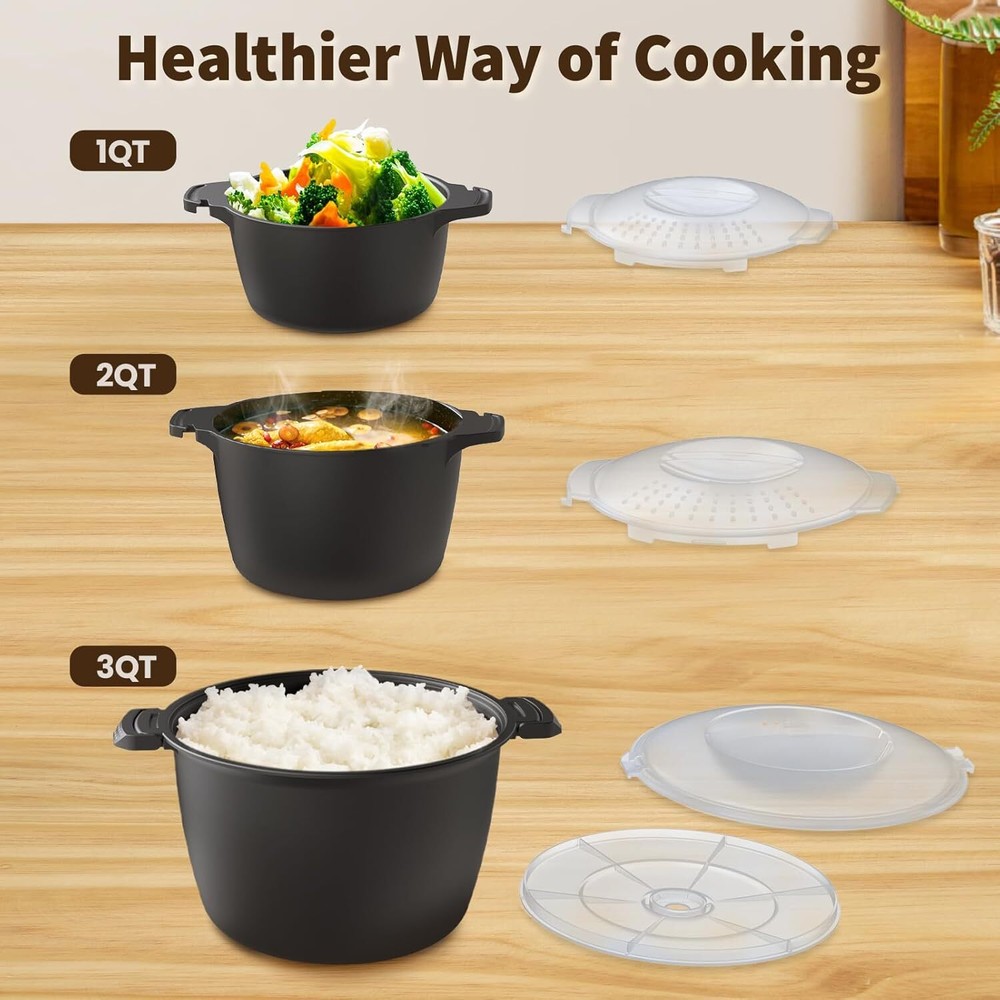 Professional 3 Piece Set Micro Cookware, Microwave Veggie Steamer, Microwave