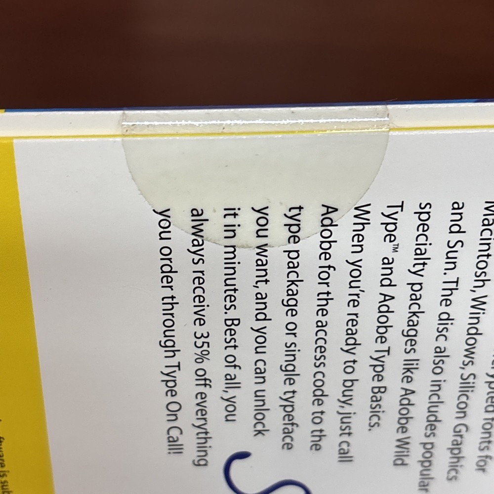 Adobe Type On Call Version 4.0 Macintosh Windows Unix Sun Font Typefaces CD-ROM