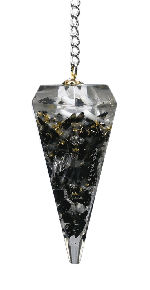 Black Tourmaline Selenite Orgone Pendulum
