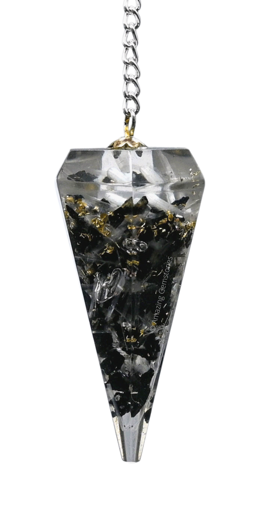 Black Tourmaline Selenite Orgone Pendulum