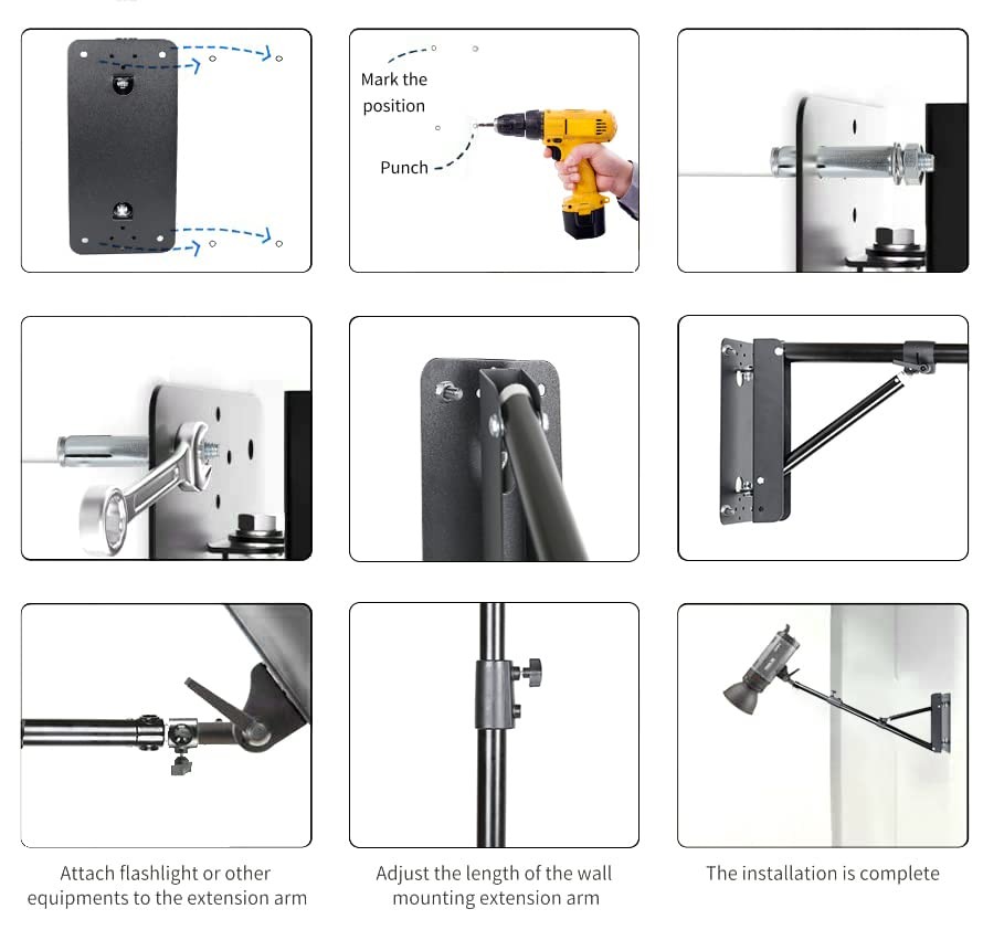 Ring Light Wall Mount Triangle Boom Arm 68"/173cm, Adjustable Camera Mount fo...