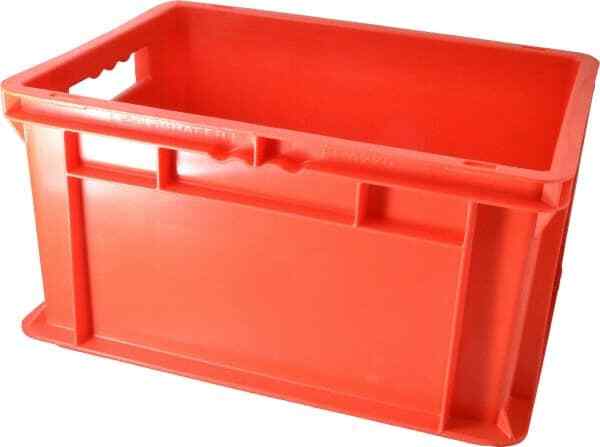SSI Schaefer Open Top Stacking Tote, 0.71 Cu Ft, Red Polypropylene