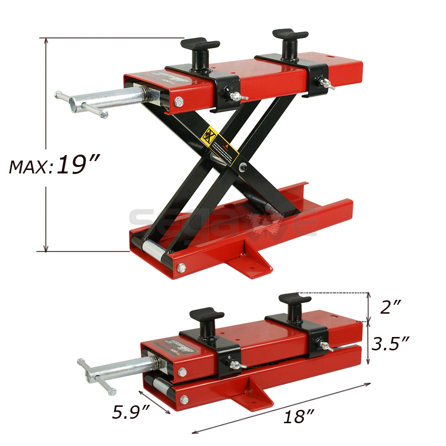 Wide Deck 1100 LB Motorcycle Center Scissor Lift Jack Hoist Stand Bikes ATVs