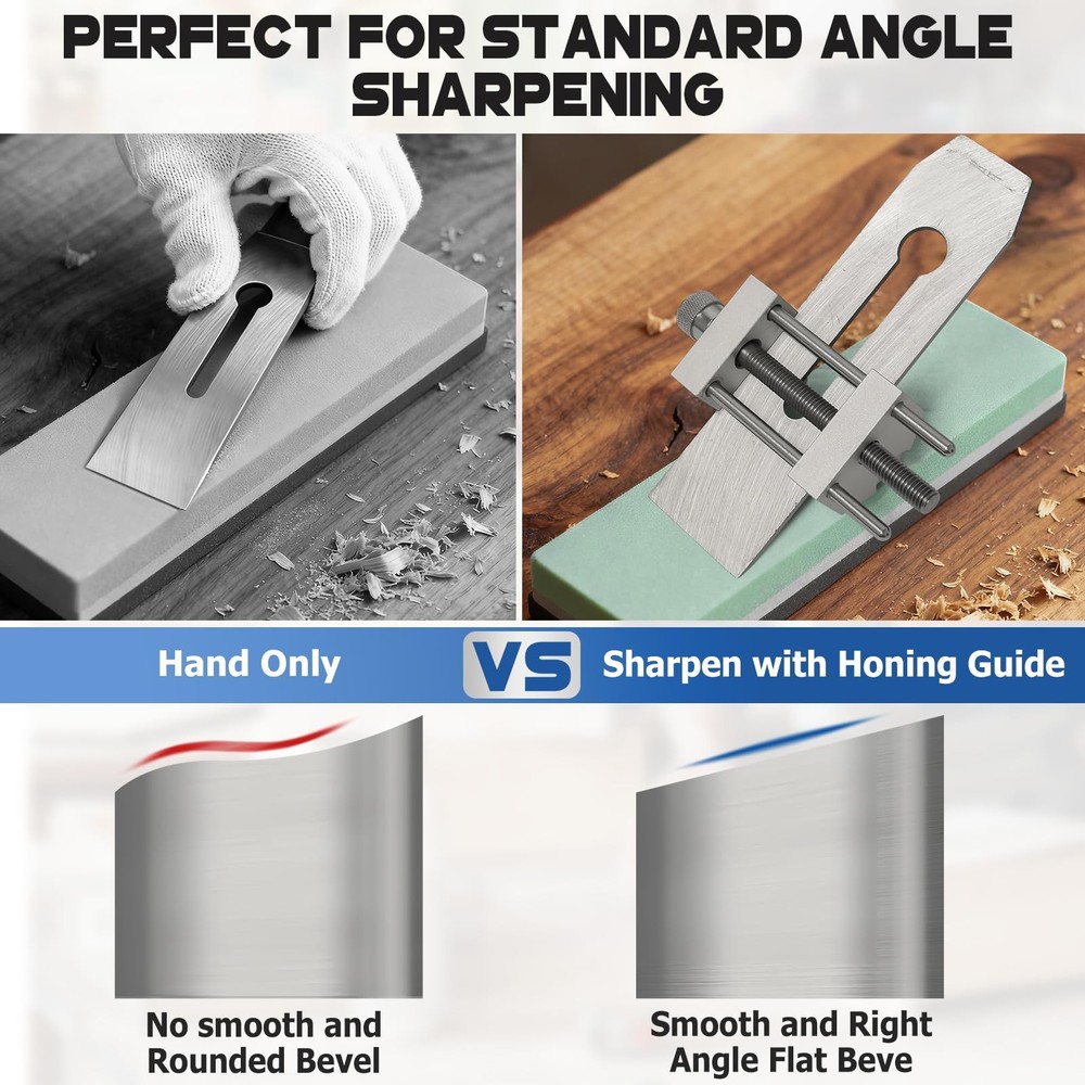 Chisel Sharpening Jig Honing Guide w/ Adjustable Angle Gauge Woodworking