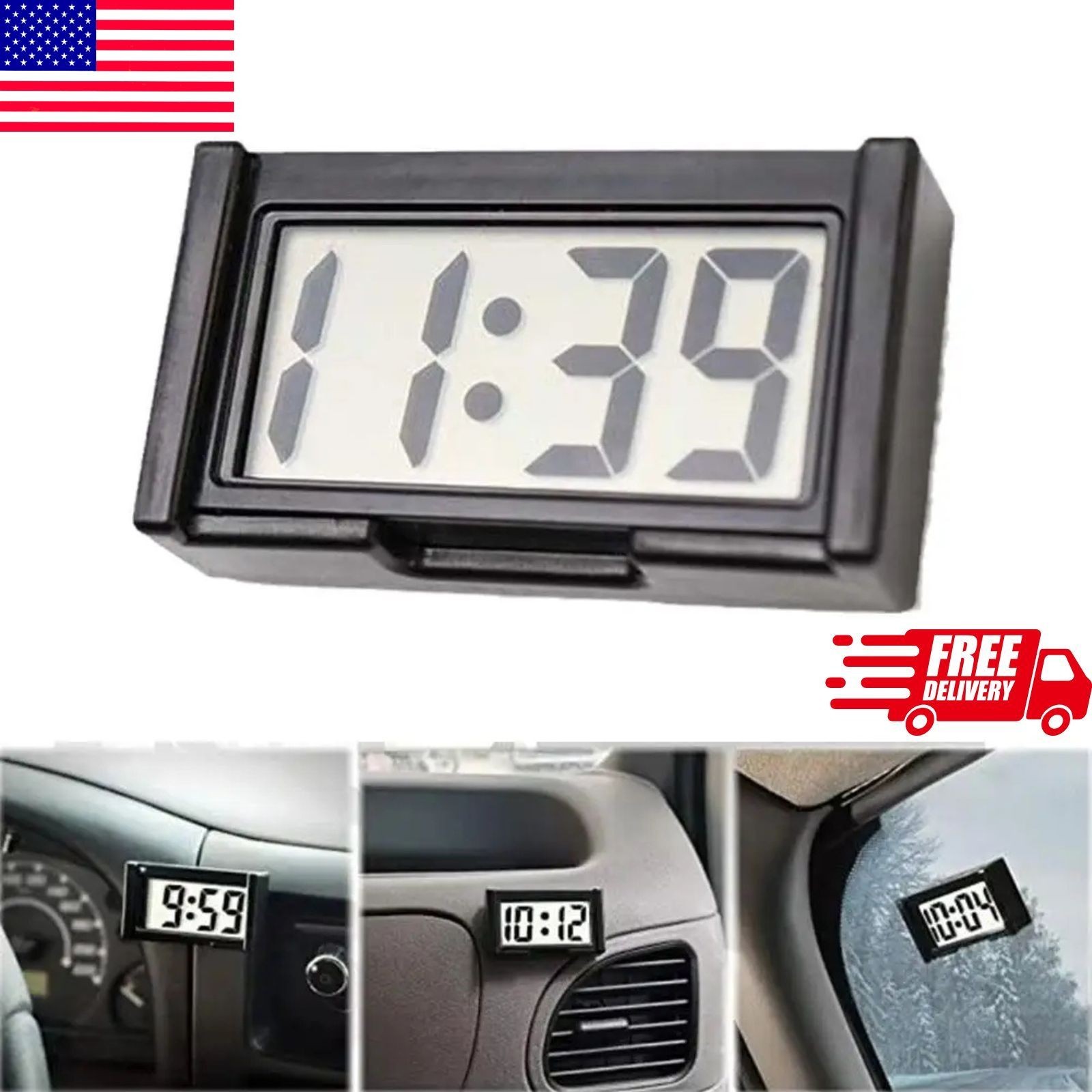 Portable Mini Car Dashboard Digital Clock for Vehicle Large LCD Time Screen