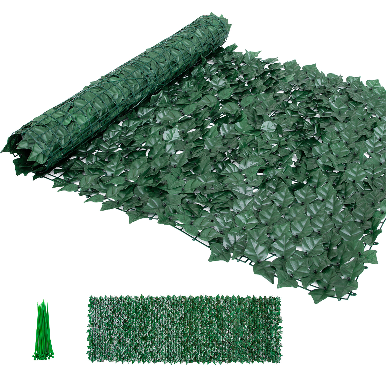 118''x39" Artificial Hedge Ivy Leaf Garden Fence Roll Privacy Screen Wall Cover