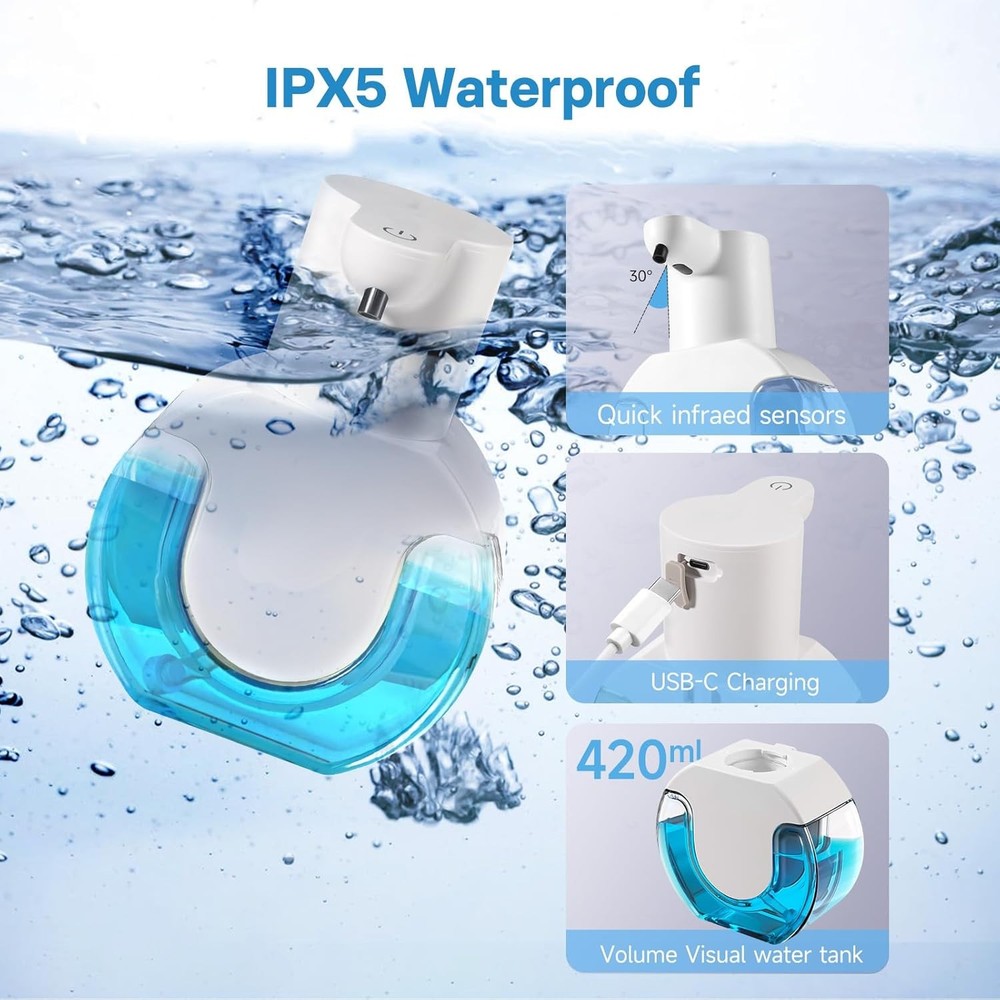 2-pack automatic foam hand soap dispenser 14.2 oz/420 ml