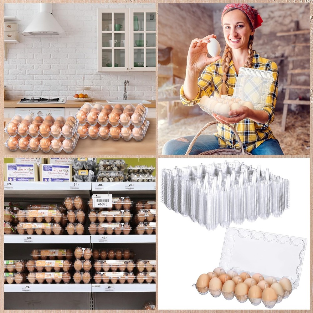 150 Pcs 18 Count Easter Egg Cartons Bulk 3 x 6 Plastic Clear Eggs Empty Tray ...