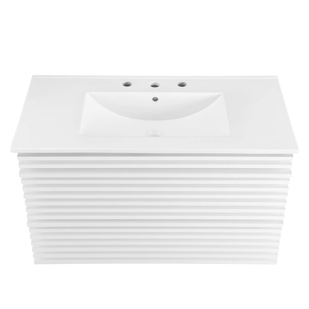 Modway Render 36" Wall-Mount Bathroom Vanity in White White