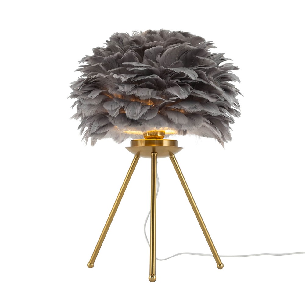 Gray Feather Table Lamp Tripod Lamp, Feather Lamp, Table Light Hand Control