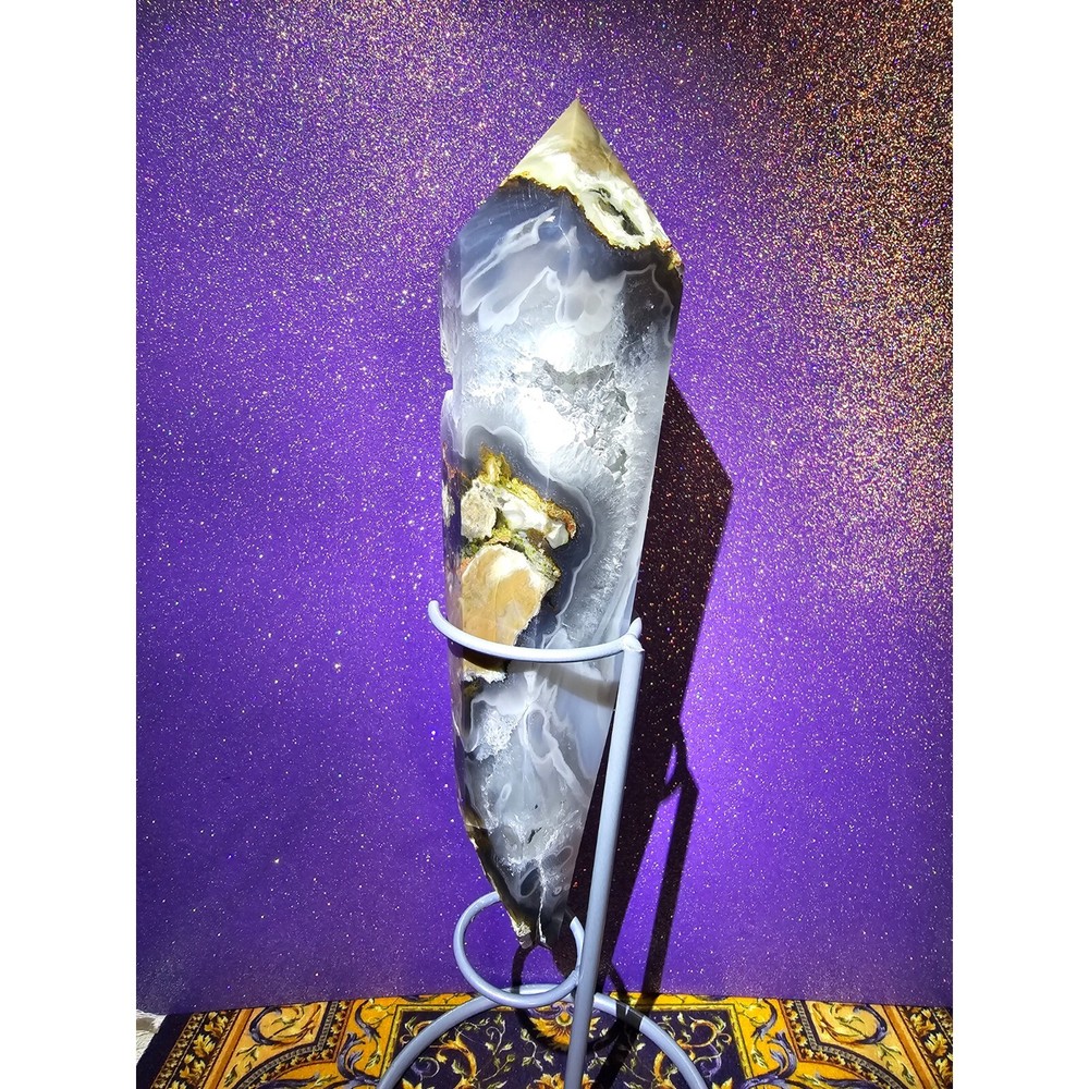 Volcanic Agate Wand Freeform with stand