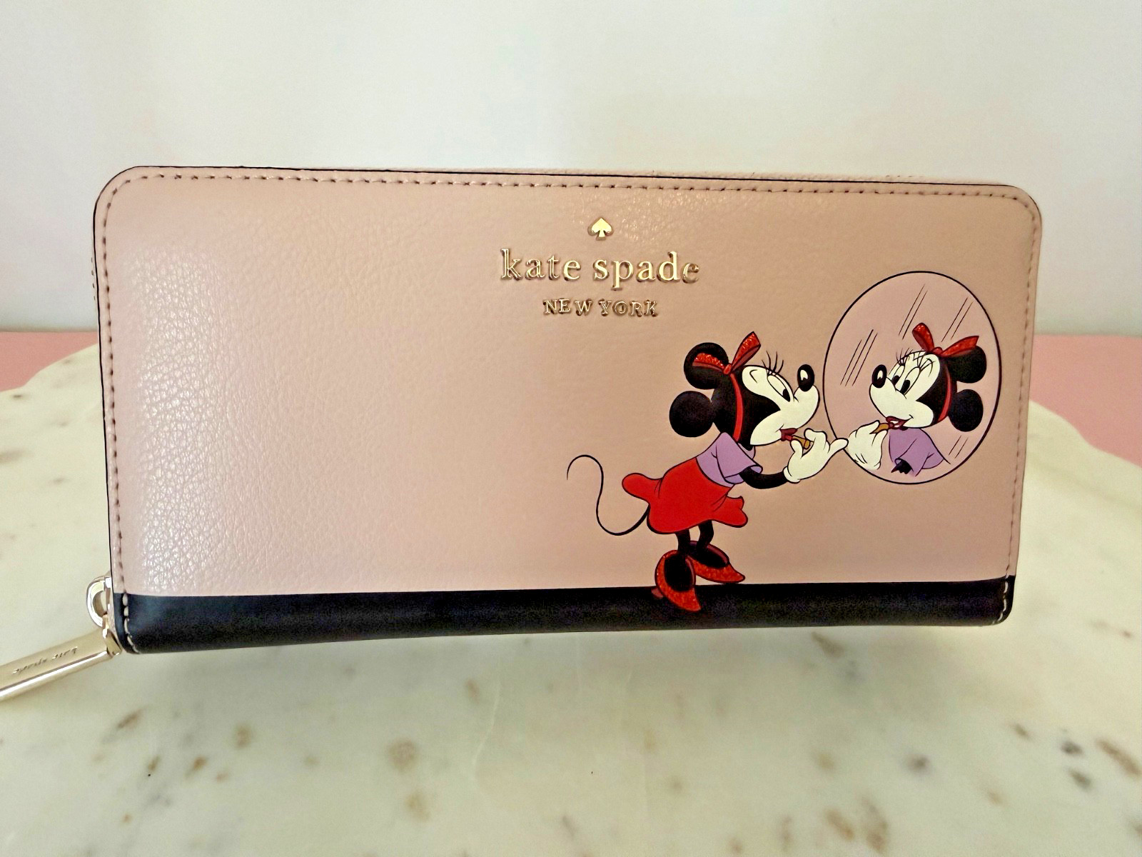 Kate Spade X Disney Minnie Mouse Wallet, applying her lipstick, A+dorable :-) !!
