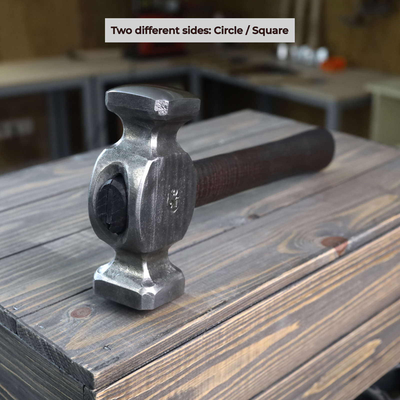 Blacksmith Rounding Hammer 2.5 lb Hand Forged C70W2 Steel Ash Handle Double Face