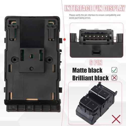 1081037-02-G Master Power Window Switch Driver Side Matte Black Compatible