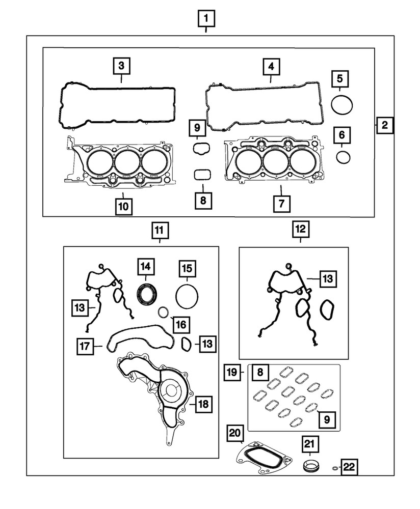 Genuine Mopar Engine Gasket Kit 68370039AC