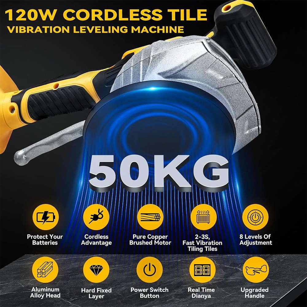 Tile Vibration Leveling Machine Tool for Dewalt 20V Battery Suction Cup 8-speeds