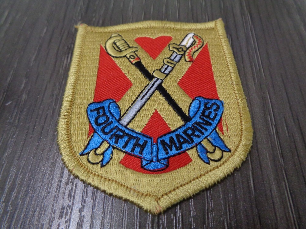 US MARINES 4TH MARINES HAT PATCH 4TH MAR DIV MCB FOURTH BATTALION 4TH MAR DIV