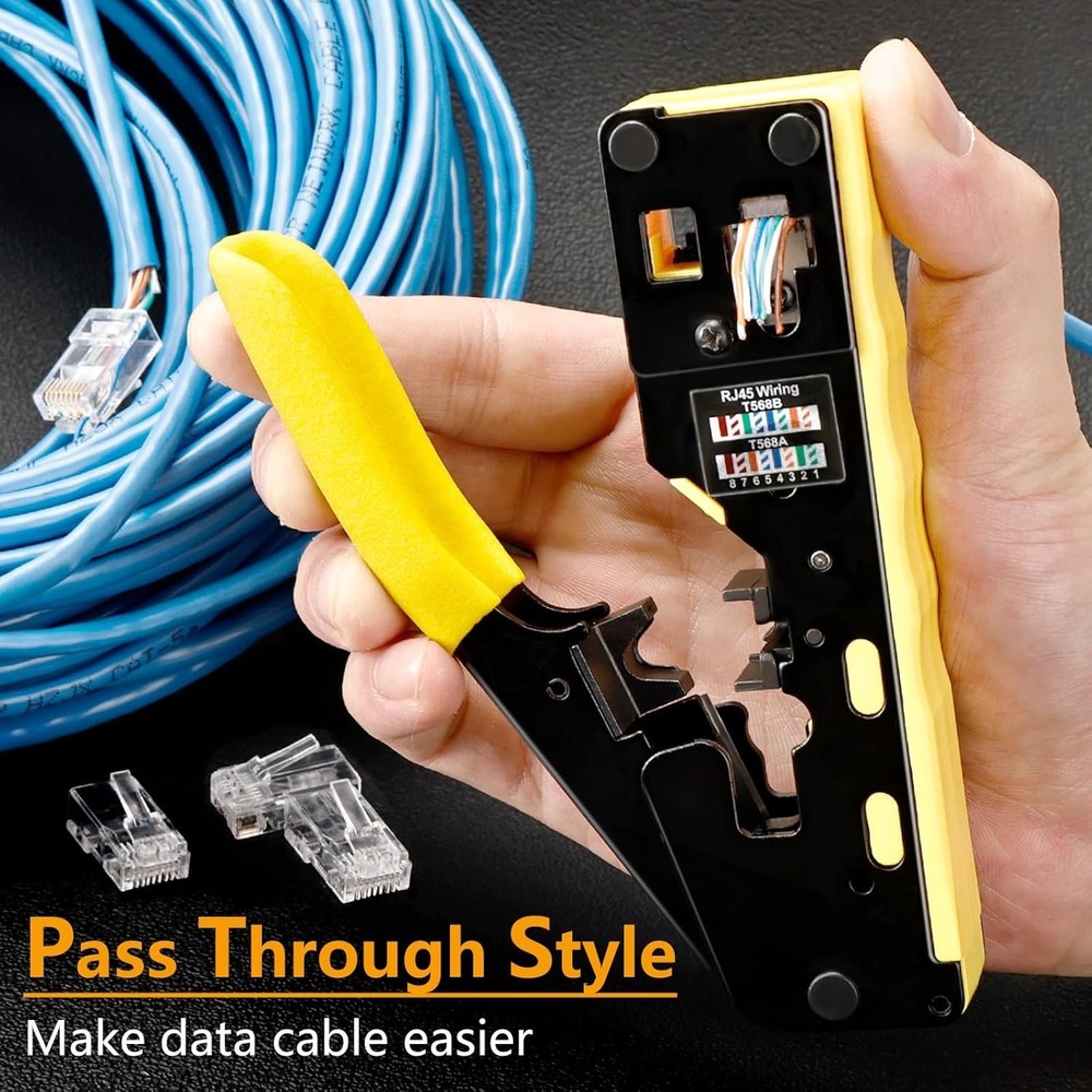 Multi-Function Ethernet Crimper with Network Tester & 100 Connectors Included