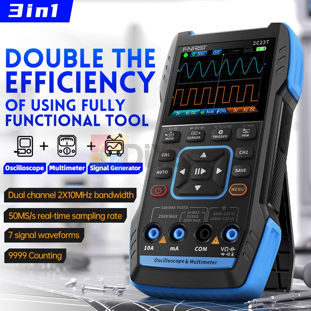 FNIRSI 2C23T Handheld Digital Oscilloscope /Multimeter Function Signal Generator