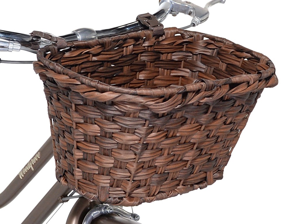 Concord Woven Front Mount Storage Bicycle Basket with Straps, Brown