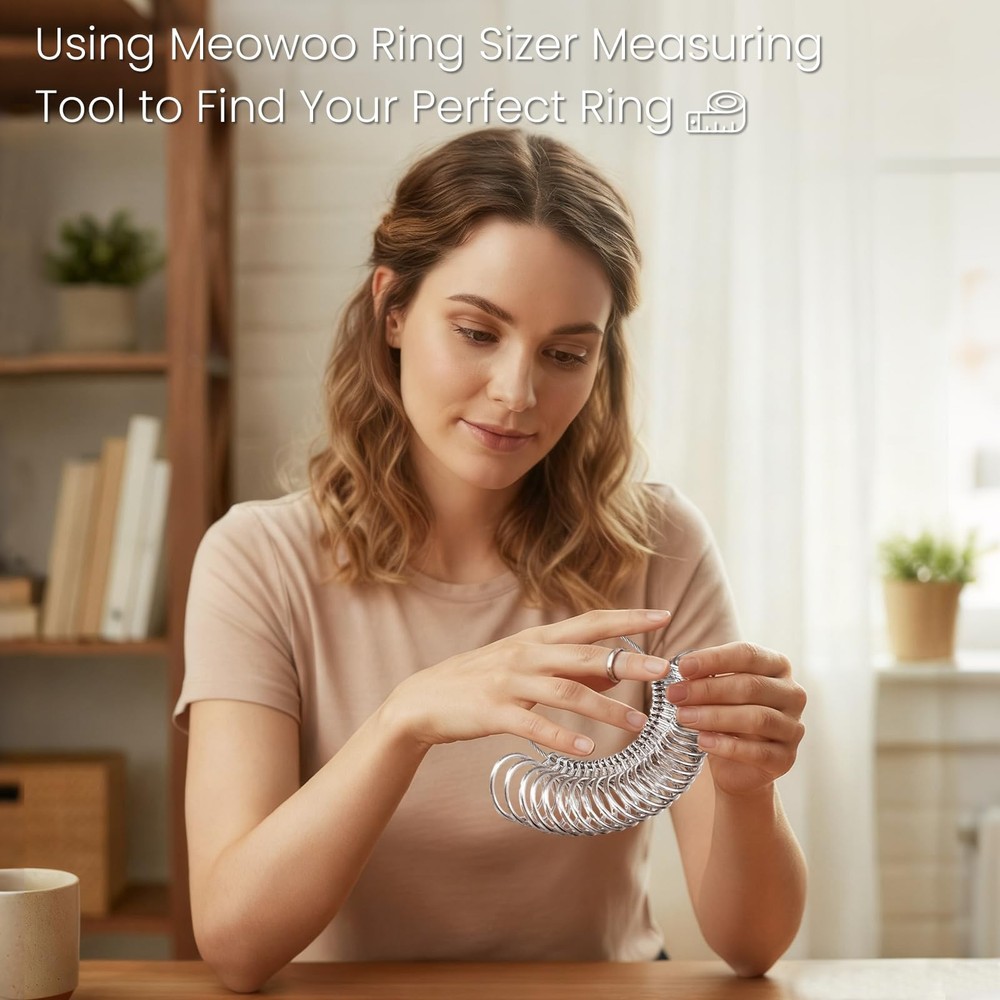 Meowoo Ring Sizer Measuring Tool Set, Gauges with Finger silvery