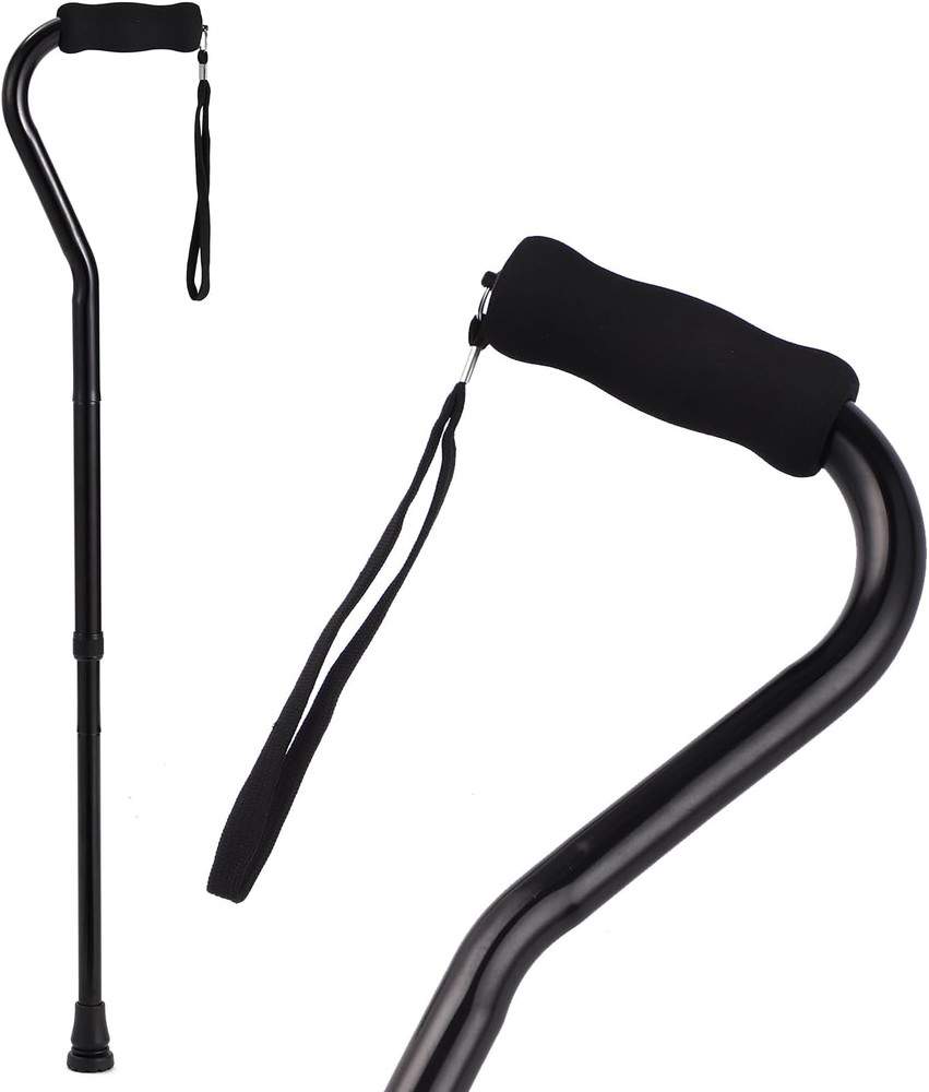 LIXIANG Foldable Offset Walking Cane Floral Printed 5-Level Adjustable Height