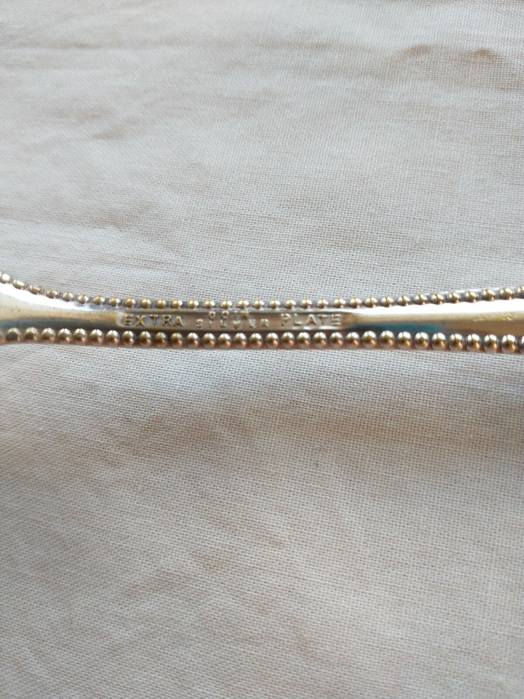 ONEIDA EXTRA PLATE SILVERPLATE MEAT FORK 1912  LEOTA Beaded Edge