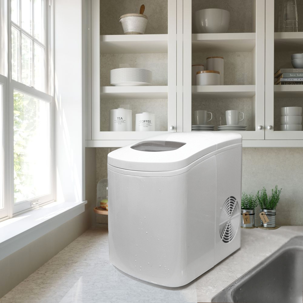 White Countertop Portable Compact Ice Maker Instant icecube Machine Office Home