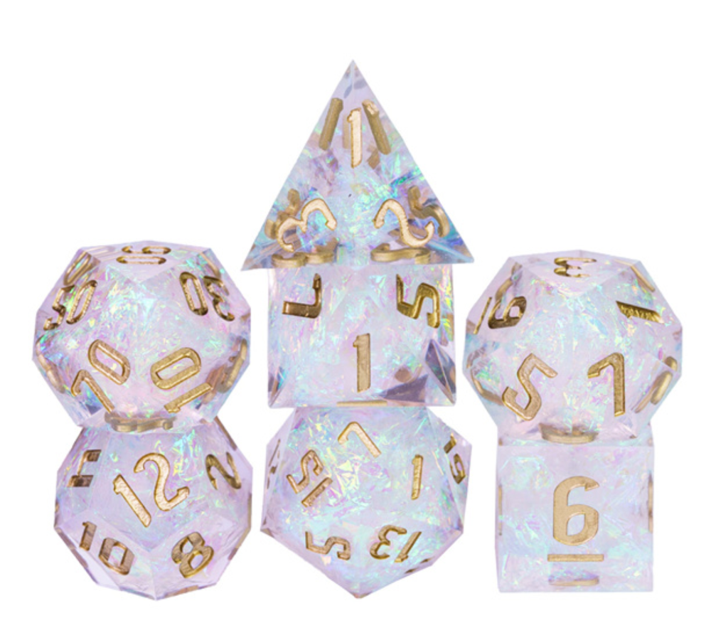 Crystal Cosmos Sharp Edged 7 Dice Set Poly RPG DnD Dungeons Dragons AD&D