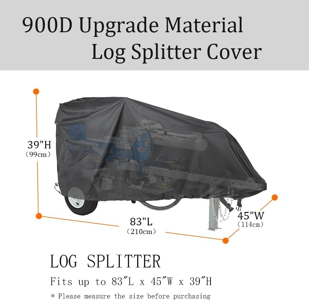Waterproof Log Splitter Cover for 15-45 Ton Splitters with Drawstring & Buckle