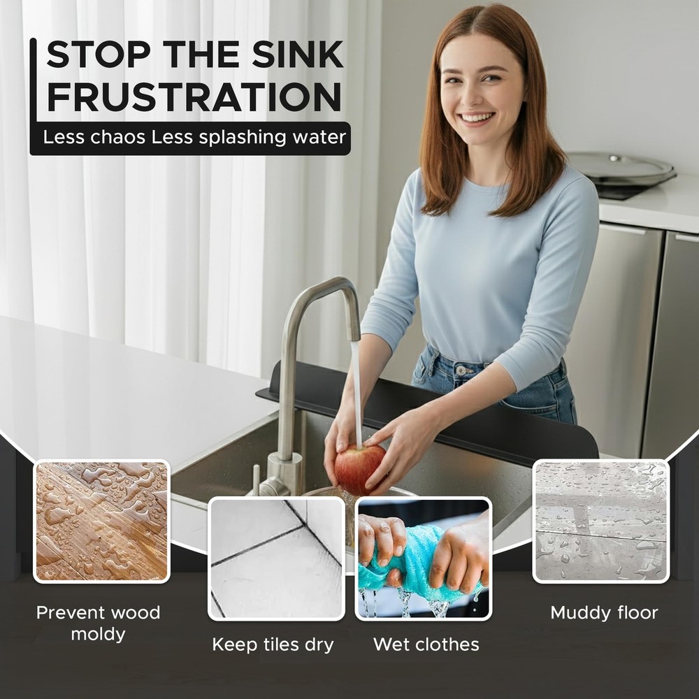 Silicone Sink Splash Guard | Water Splash Guard Backsplash Protector for Kitc...