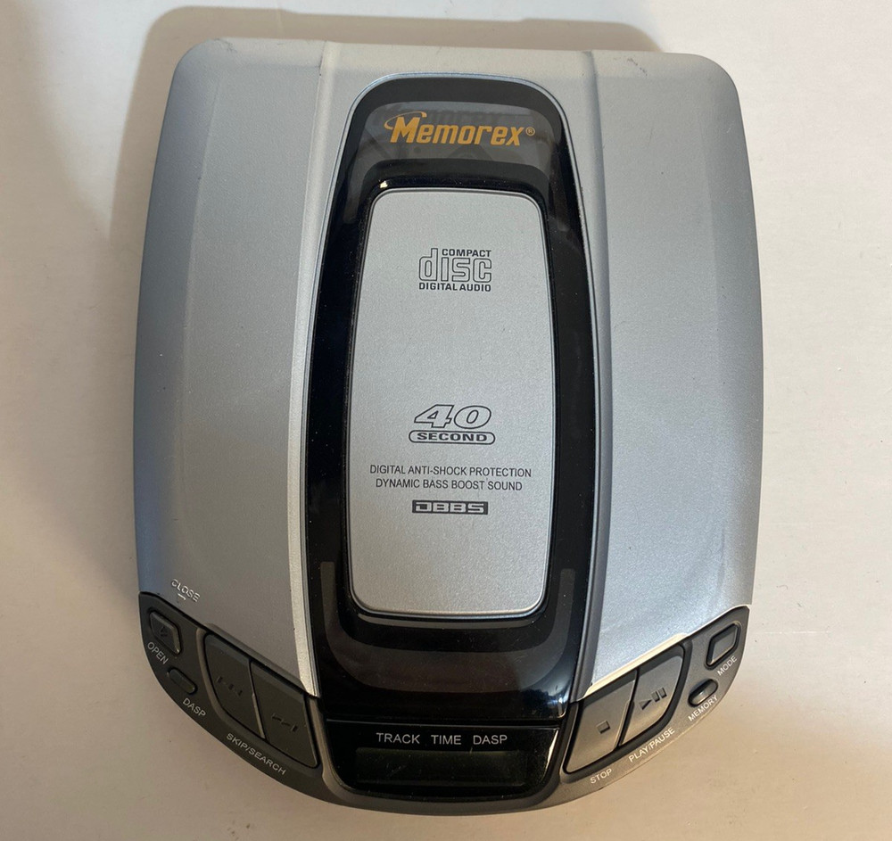 Memorex Portable CD Player MD6400 Silver Tested Works