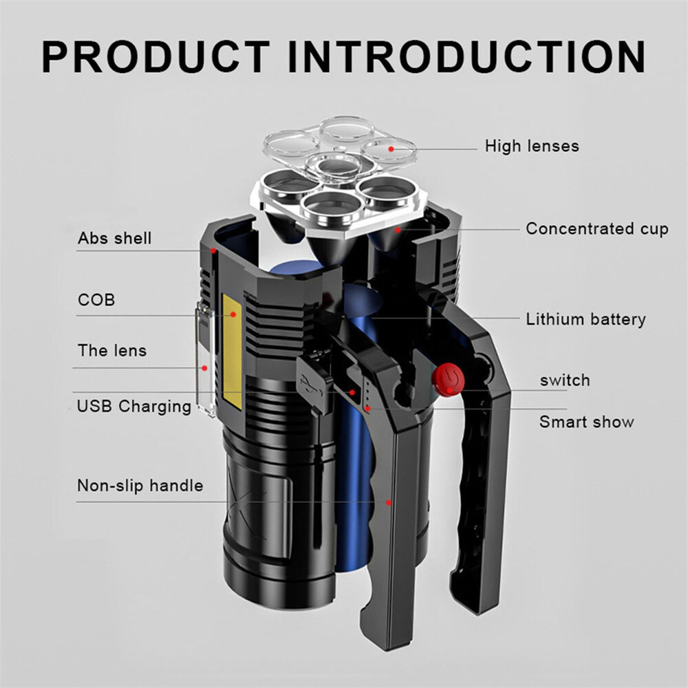Super Bright 12000000LM Torch 4 LED Flashlight USB Rechargeable Tactical lights