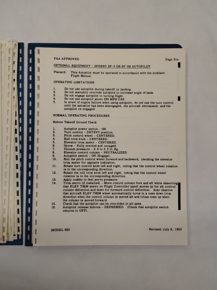 Aero Commander Model 680 Flight Manual-Original