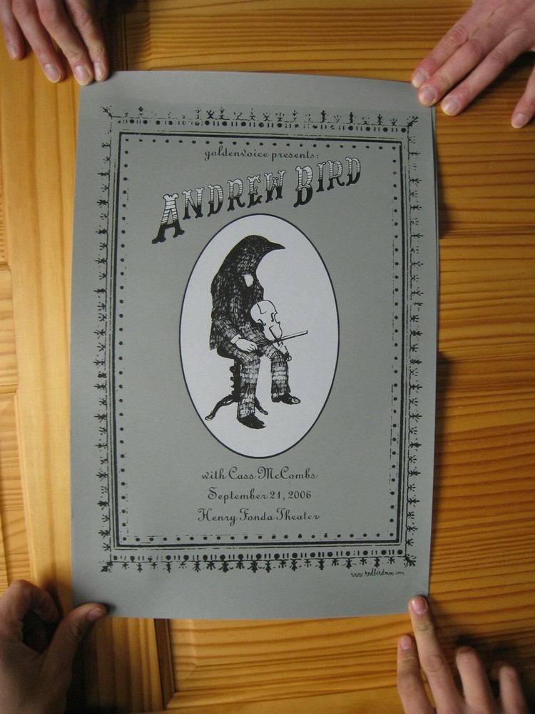 Andrew Bird Poster Silk Screen Signed and Numbered Cass McCombs 2006