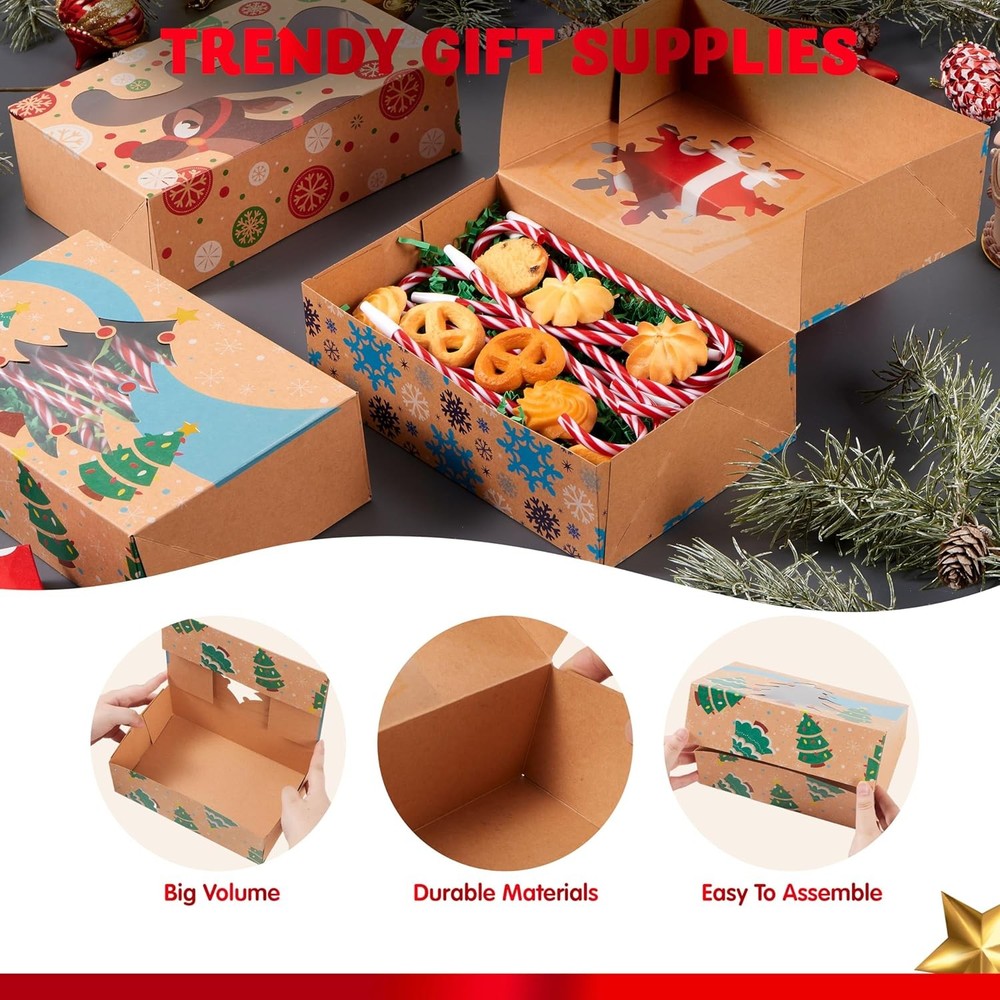 Christmas Cookie Boxes 12-Pack With Window 8.75"x5.75"