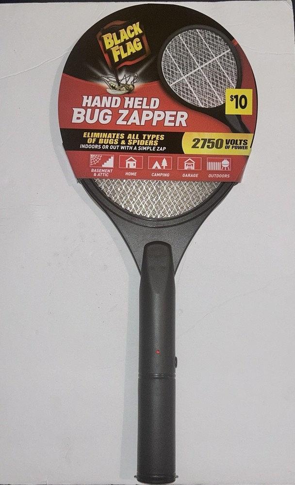 Black Flag Portable Handheld Bug Zapper Insect Killer Racket, Black