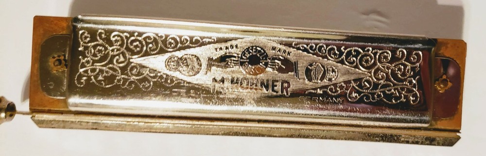 Used Vtg M Hohner Super Chromonica harmonica with original case