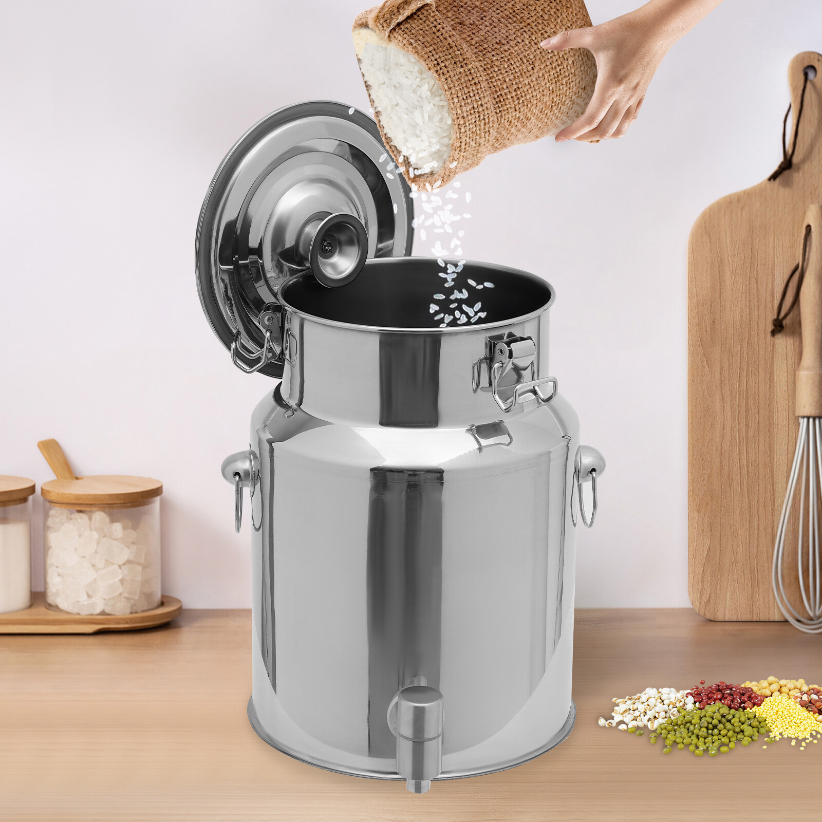 10L/2.64Gallon Milk Can with Faucet&Sealed Lid, Heavy Duty Bucket Bottle