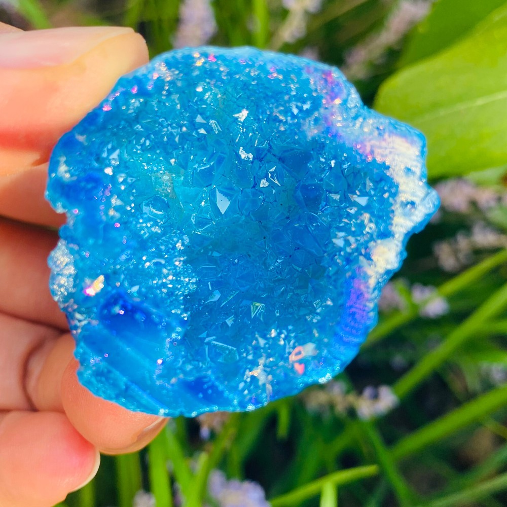 Titanium Agate geode Quartz cluster Crystal piont specimen Healing 1pc
