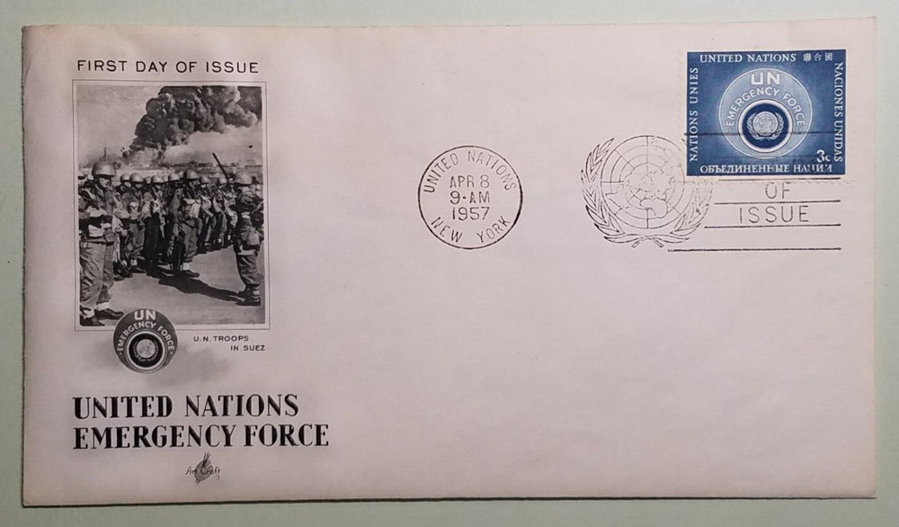 United Nations Emergency Force 3 cent Art Craft First Day Cover