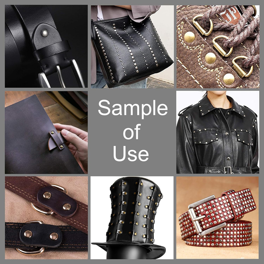 340 Sets Leather Rivets Kit Mixed Sizes Rivets for Leather Double Cap Rivets Stu